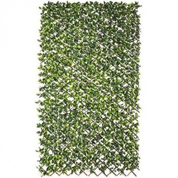 Seto Natural de Hiedra con Celosía de Mimbre y Bambú, 200 cm largo, 100 cm alto – 2 m ancho
