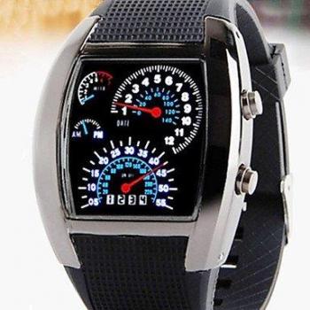 Fashion Watches Relojes Hermosos, Hombre Azul Coche Deportivo RPM&Reloj de Pulsera de Velocidad Llevado Blanco