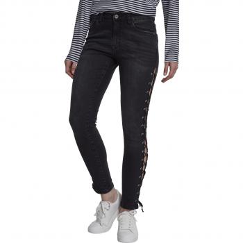 Urban Classics Damen Jeans Lace Up Skinny schwarz