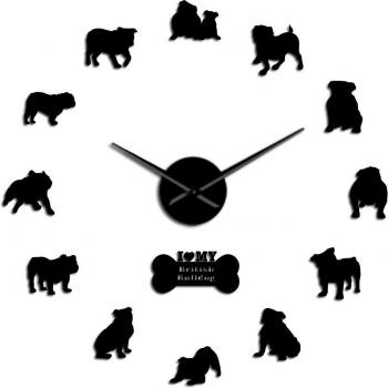 English Bulldog Puppy Wall Art Clock