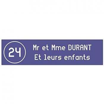 Plaque Boite Aux Lettres NUMERO Format Decayeux - 100x25mm - Violet avec Lettrage Blanc - 2 Lignes de Texte