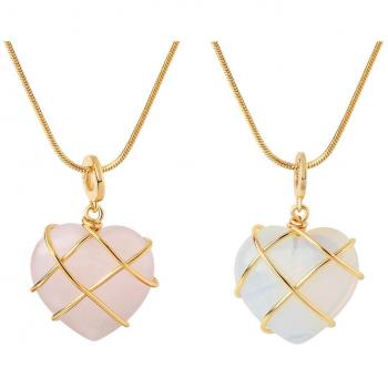 Set de 2 Collares de Diamantes para Niñas - Diseño de Castillo y Corazón con Piedras de Nacimiento