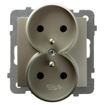 Ospel Doppelsteckdose mit Erdung 2x2P+Z ohne Rahmen GP-2GRZ/M/45