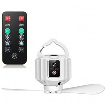 Ventilador de techo recargable con control remoto y temporizador, 5200/10400mAh, 3 velocidades