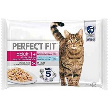 Comida Húmeda Perfect Fit para Gatos Adultos Esterilizados con Pescado 4 x 85 g