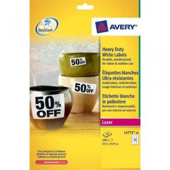 Avery L4773-20 Heavy-Duty Permanent Weatherproof Label
