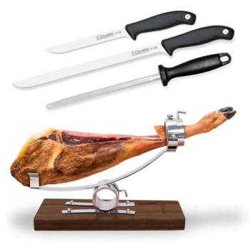 Kit Completo de Jamonero 3 Claveles en Acero y Madera