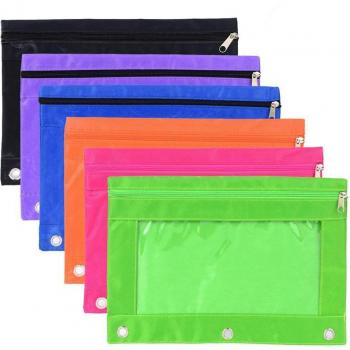 6 Stück 3-Ring Reißverschluss Taschen für Bleistifte