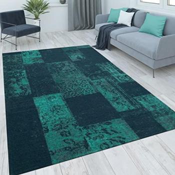 Paco Home Teppich Mariba 100, rechteckig, Höhe: 13 mm, Kurzflor, modernes Patchwork Design, Wohnzimmer, Schlafzimmer