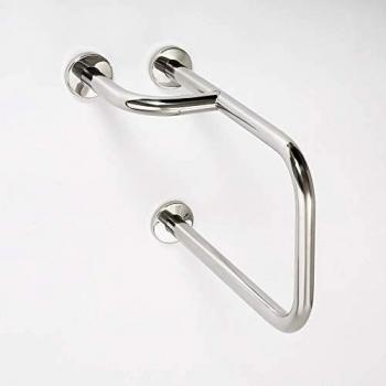 Barre de maintien + porte-serviette d'angle gauche HELP 23x38x51,5cm en acier brossé avec 24 supports Bemeta