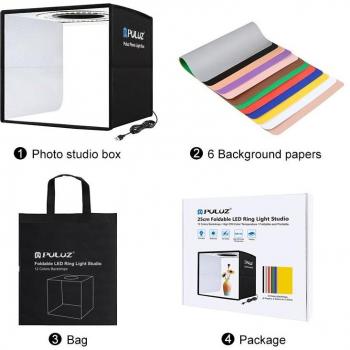 Mini Table Lightbox PULUZ 25 cm – 12 Couleurs de Fond