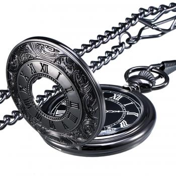 Reloj de Bolsillo de Cuarzo Escala Numeral Romano con Cadena