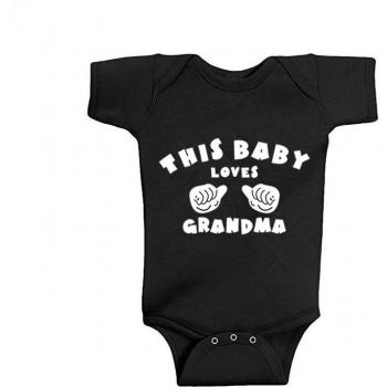 Monos recién nacidos estampado abuela para bebé, body algodón negro 0-18 meses