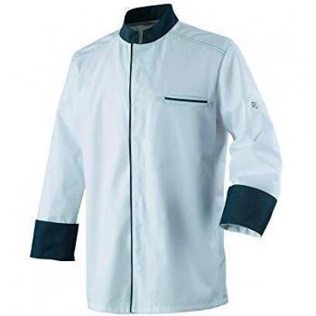 ROBUR Veste de Cuisine ML Blanc-Noir ABAX (T2, Blanc/Noir)