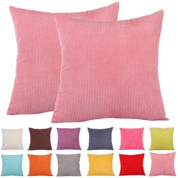 Comoco Solid Color Small Corn Striped Corduroy Decorative Cushion Cover (Blue, 50x50cm)