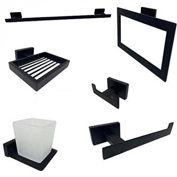 Set accessori bagno moderno in acciaio nero
