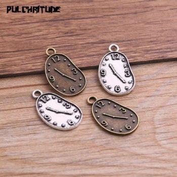 30PCS 13*22mm Two Tone Metal Clock Charms
