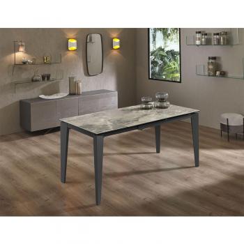 Tavolo Allungabile Da 120cm A 170cm Moderno Top In Ceramica Su Vetro Temperato Marmo Antracite