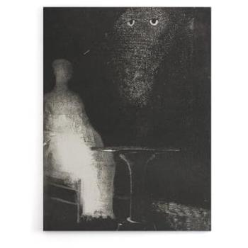 Human Figure Outline on Chair – 18x24 Grey Canvas Print