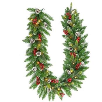 2‑Meter Sparkling Christmas Tree Rope – Green & Frosted Tips