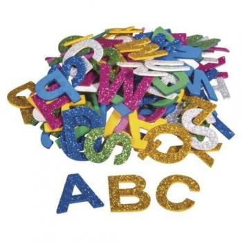 Ensemble de lettres en mousse adhésives pailletées Rayher - 130 unités - 3 cm