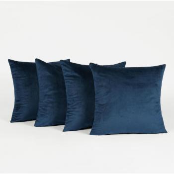 Set of 4 Navy Blue Matte Velvet Cushion Covers - 45cm x 45cm