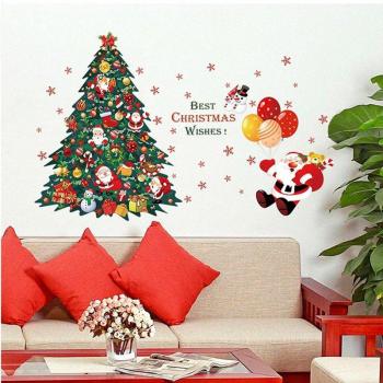 Christmas Tree Santa Claus Window Stickers