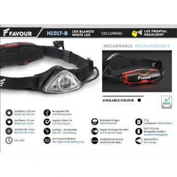 Linterna Frontal Favour 120 Lúmenes LED Blanco