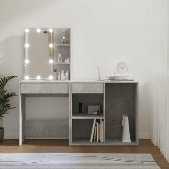 Vidaxl LED Dressing Table with Cabinet Concrete Grey