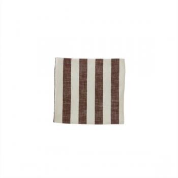 Nappe en coton bio rayée chocolat et blanc 260x140 cm