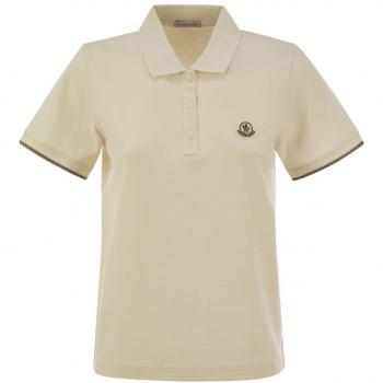 Moncler Women's White Piquet Polo Shirt Size L