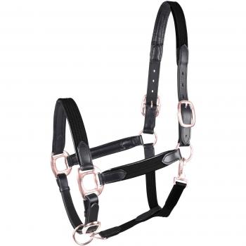 Star‑Mix Leder‑ und Web‑Halfter – Waldhausen Schwarz/Rosé