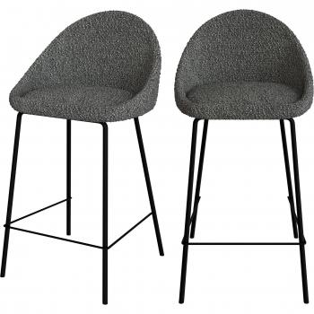 Tabourets Misty en Tissu Bouclette Gris 65 cm (Lot de 2)