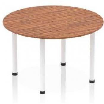 Impulse 1200mm Round Table Walnut Top White Post Leg (duplicate name)