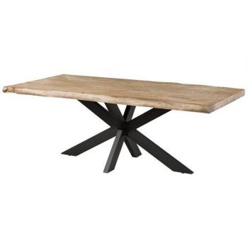 Table de repas en bois de manguier - 180x90 cm - Finition Beige-Anthracite - Pieds Spider