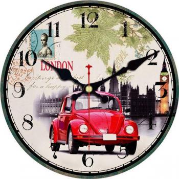 WONZOM London Vintage Car Silent Wall Clock