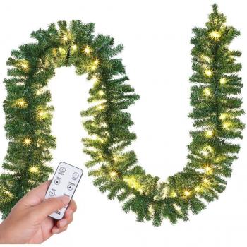 Ghirlanda di Natale a led per interni ed esterni IP44 Decorazione natalizia Ghirlanda di abete Ghirlanda artificiale 2x 5m 100LEDs