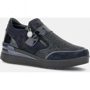 Sapatilha feminina Stonefly Creme 48 Velour S Patent Azul