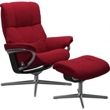 Stressless Mayfair Komfortsessel‑Set – S, M, L mit Hocker und Cross Base, schwarzer Holzakzent