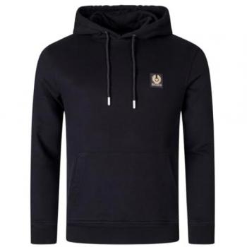 Belstaff Men's Black Pullover Hoodie with Logo - Size L