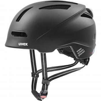 UVEX Urban Planet LED Helm für Stadtfahrräder (58-61 cm, schwarz matt)