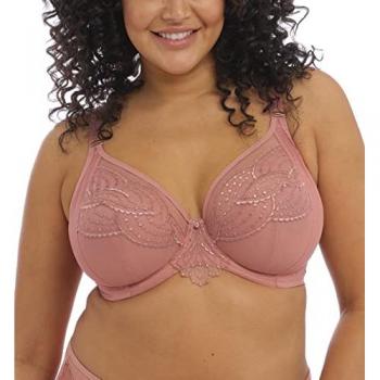 Soutien-gorge plunge tulle broderie motif tattoo rose Elomi