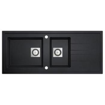 Molto Évier Encastré Noir avec 2 Bacs et Égouttoir 1170 x 500 mm
