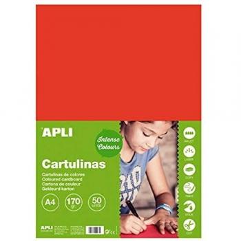 4239 - Apli - 50 Feuilles de Papier Cartonné - Format A4 - Couleur Rouge