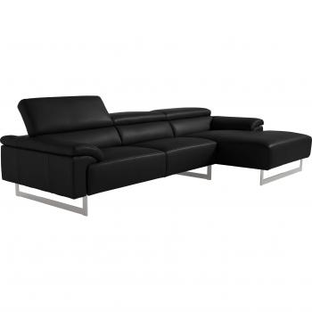 Ecksofa Malika L‑Form von Egoitaliano – chromierte Metallfüße – Kopfteilverstellung