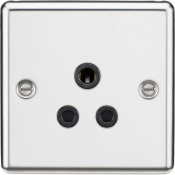 Knightsbridge 5A Unswitched Socket - Rounded Edge Polished Chrome Finish with Black Insert