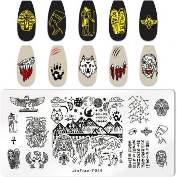 Plantillas de estampado de uñas - Faraón Egipcio