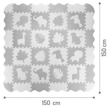 MoMi Zawi Szary Dywan Puzzle 150x150 cm 3w1