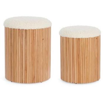 Pouf Neda Set Legno Bianco
