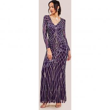 Goddiva Long Sleeve Sequin Dress - Purple